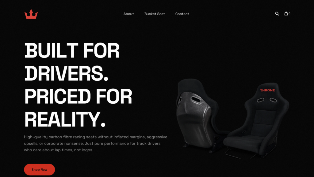 racing seats e-commerce website
